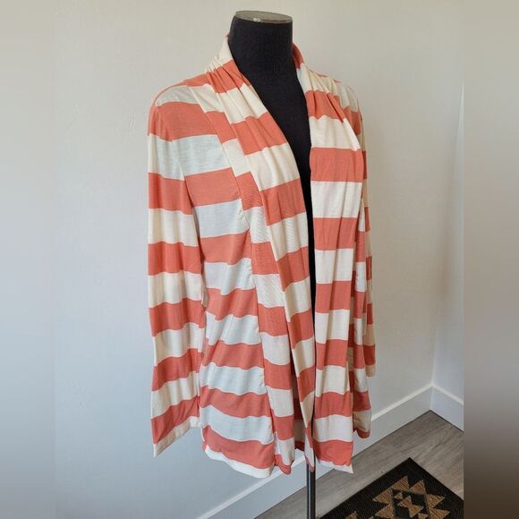 Hello Miss Orange Stripe Cardigan Preppy Twee Eclectic Boho Gypsy Hippie Large - Picture 1 of 10